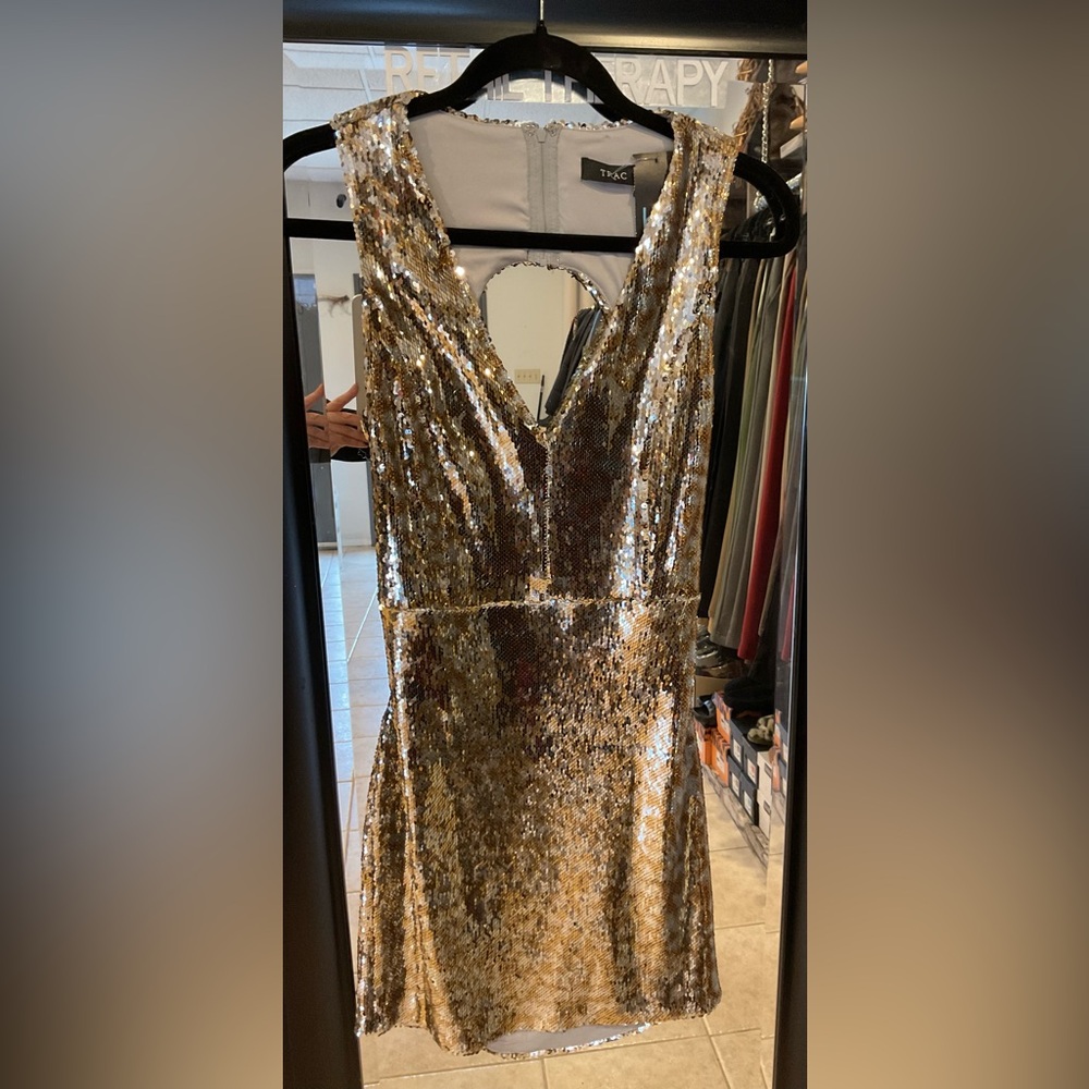 SEQUIN OPEN BACK MINI DRESS